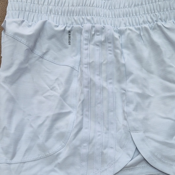 Adidas High-Waist Woven 3-Stripes Pacer Shorts Halo Blue Size XS - Picture 3 of 7